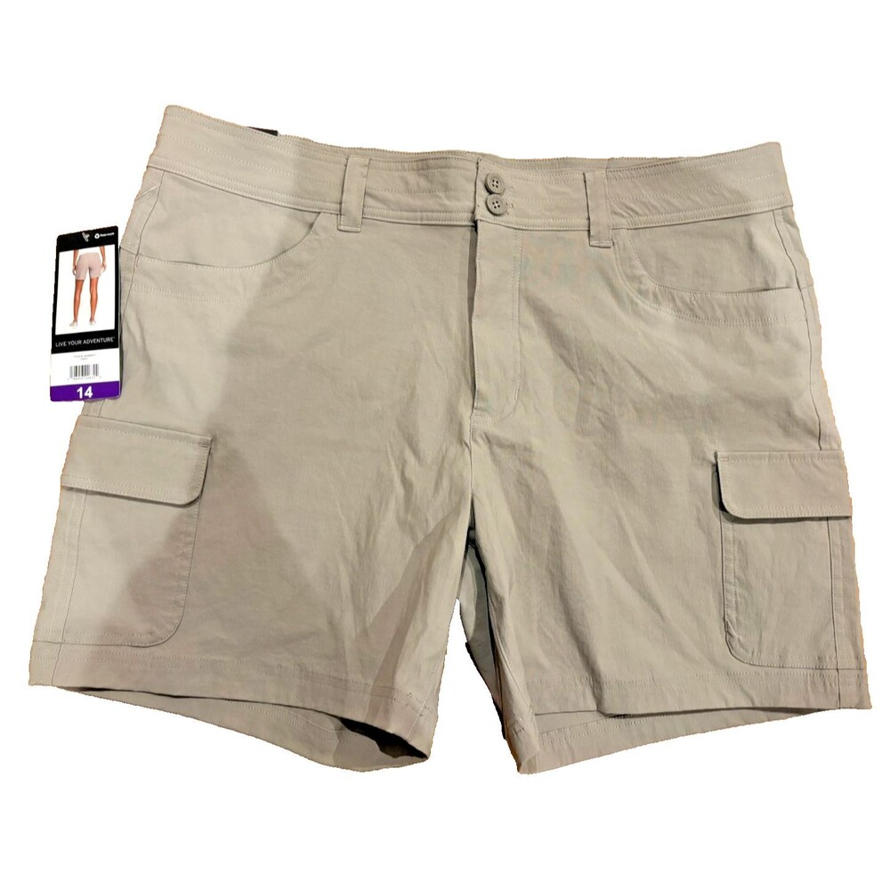 Eddie Bauer Shorts Women’s Size 14 Summer Trail Khaki Nylon Blend 5 Pocket NWT - Picture 4 of 11